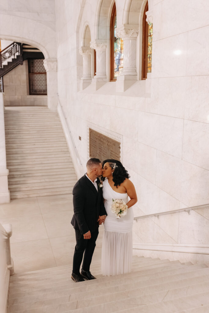 Couple portraits inside Minneapolis City Hall