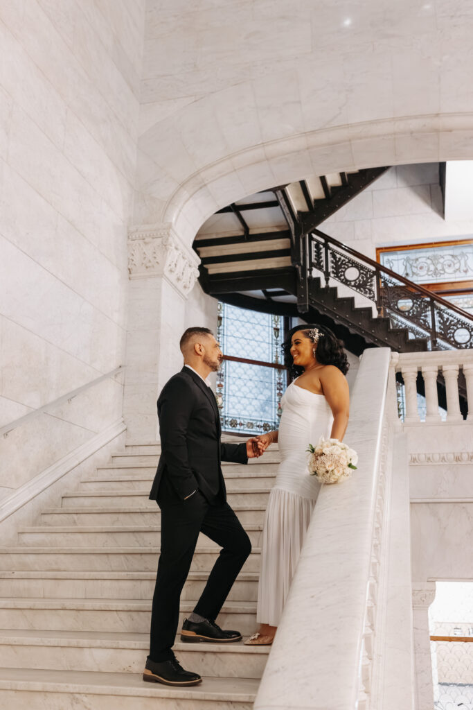 Couple portraits inside Minneapolis City Hall