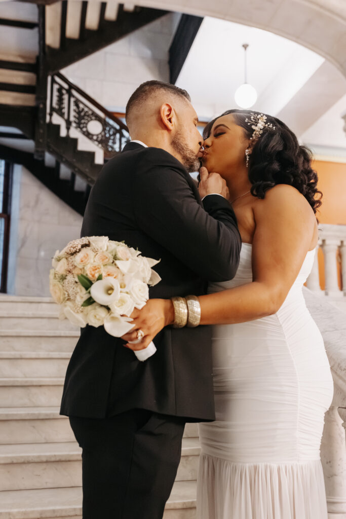 Couple portraits inside Minneapolis City Hall