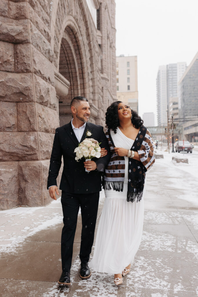 Couple outside Minneapolis City Hall