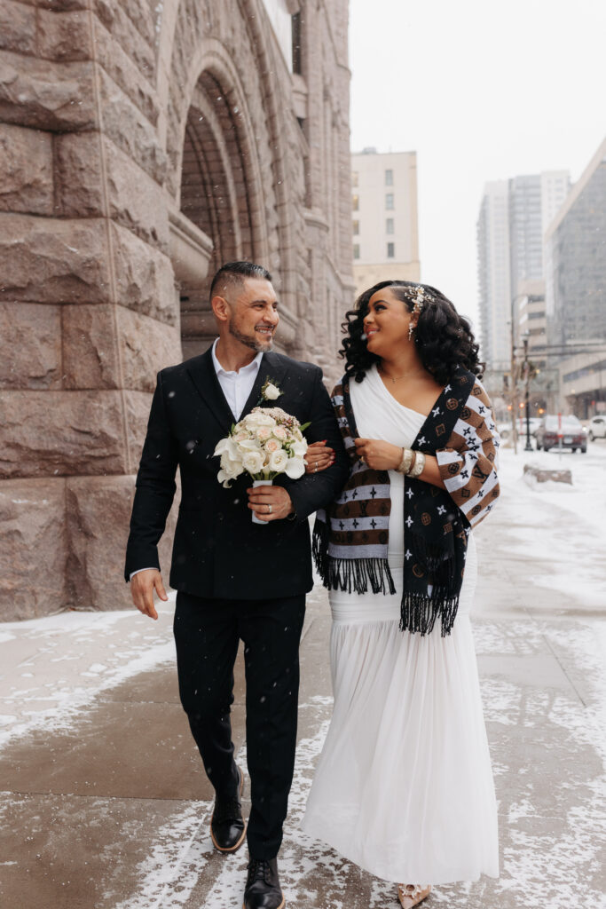 Couple outside Minneapolis City Hall