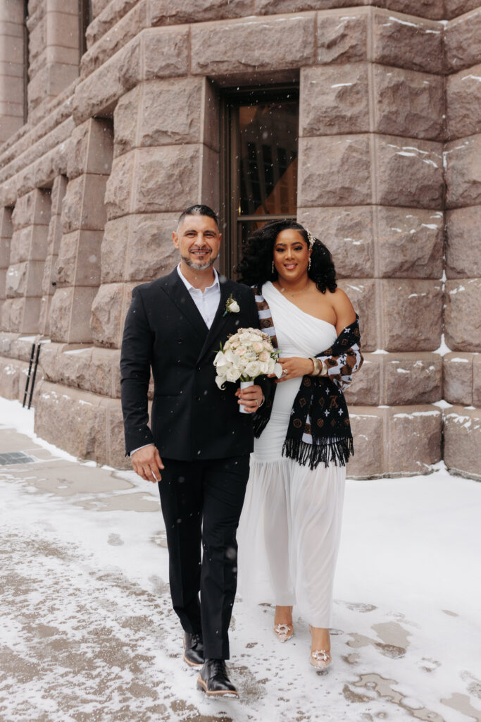 wedding photos outside Minneapolis City Hall