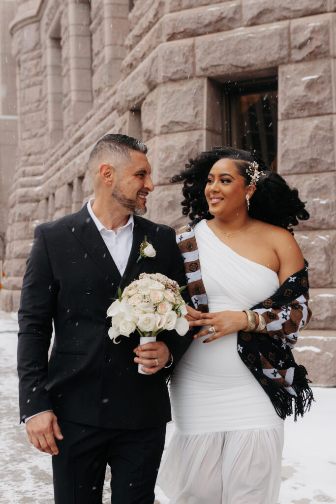 wedding photos outside Minneapolis City Hall