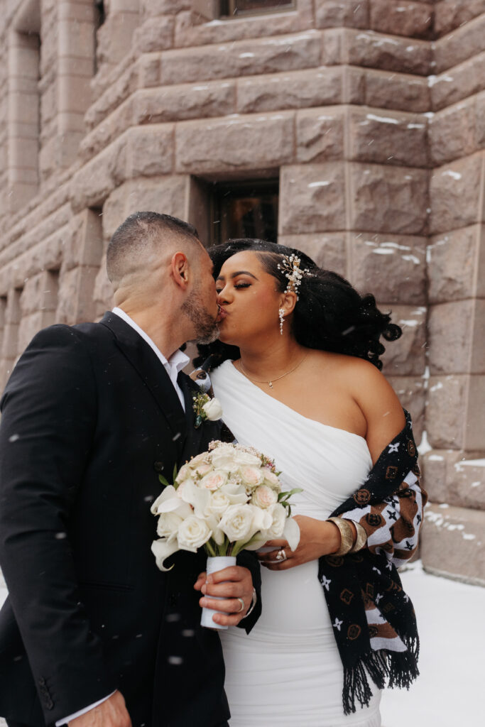 wedding photos outside Minneapolis City Hall