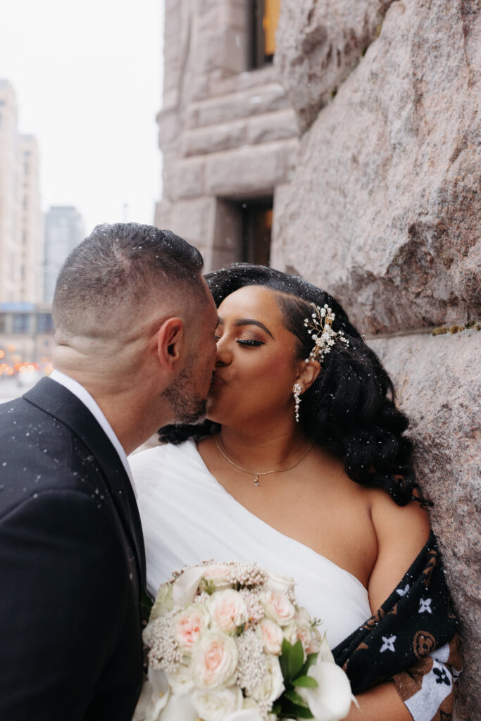 wedding photos outside Minneapolis City Hall