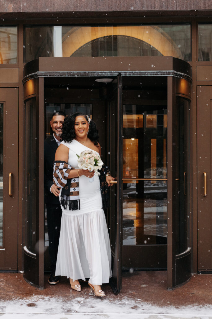 wedding photos outside Minneapolis City Hall