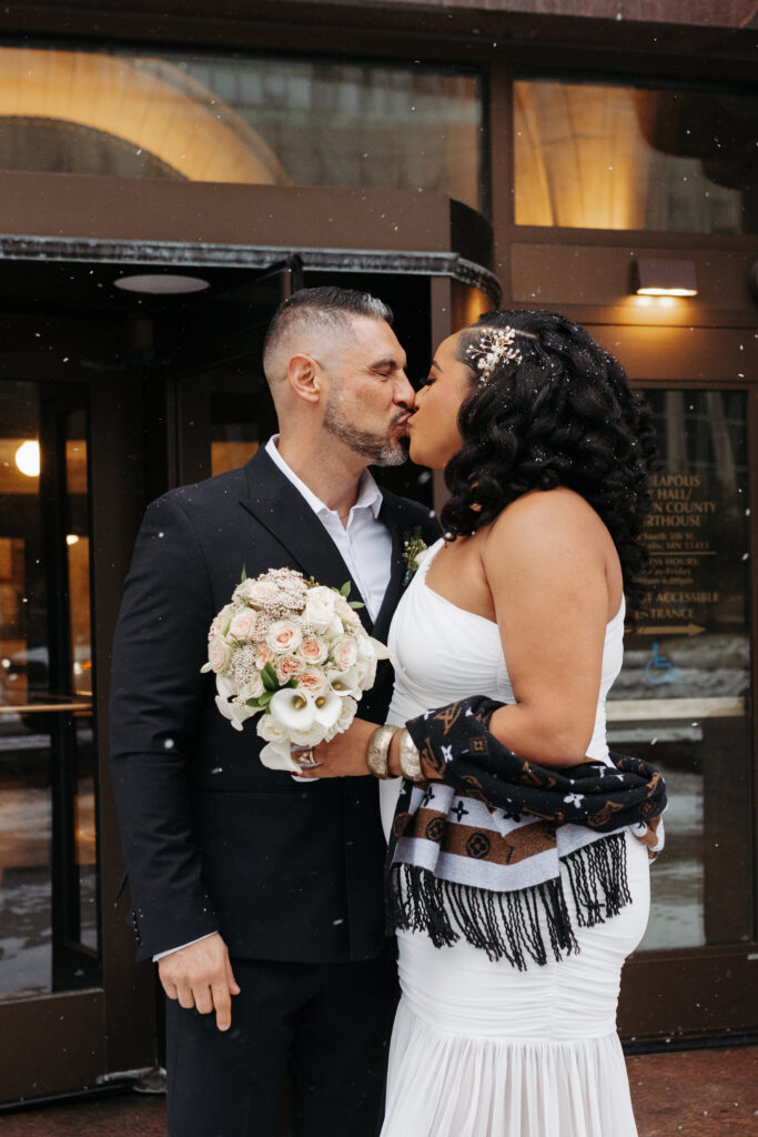 wedding photos outside Minneapolis City Hall