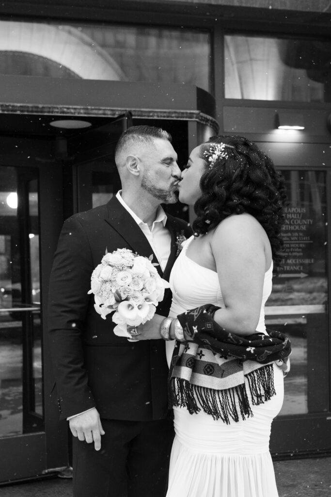 wedding photos outside Minneapolis City Hall