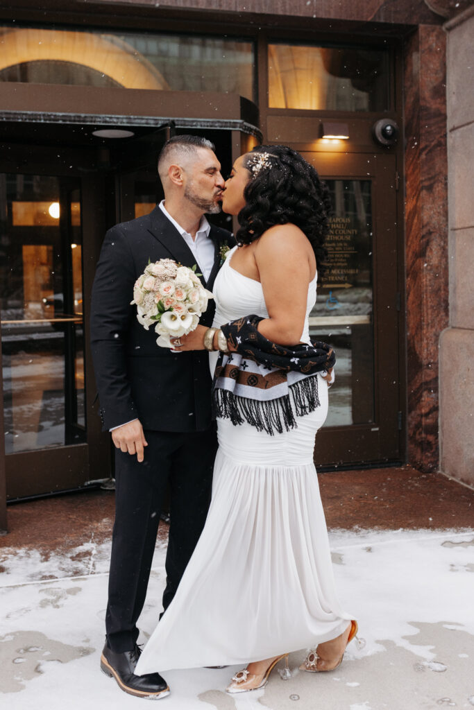 wedding photos outside Minneapolis City Hall